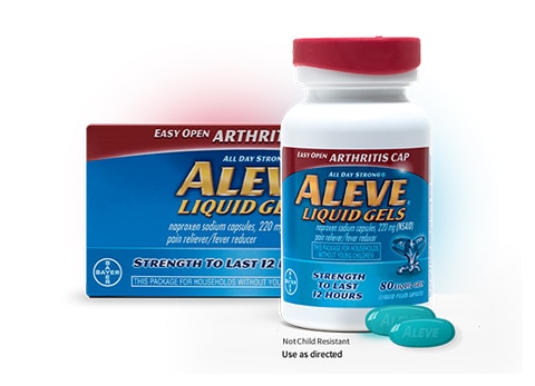 Aleve Liquid Gels (naproxen) available in an Easy Open Arthritis Cap